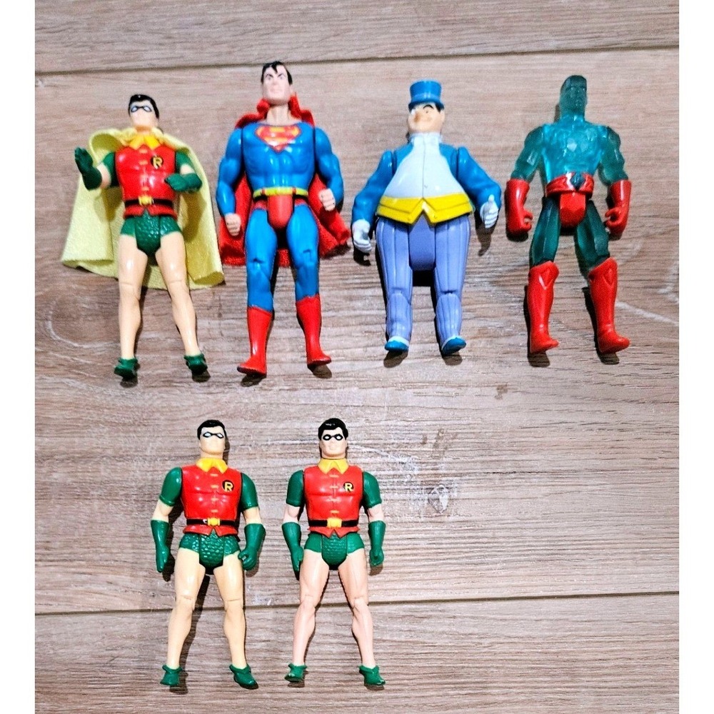 Kenner DC Super Powers Lot: Superman, Penguin & 3 Robins Rare Toys 1984 Vintage